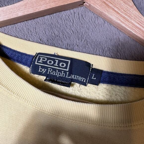 Polo Ralph Lauren Crewneck Pullover Sweatshirt Yellow Men’s Size L Y2K Preppy - Picture 4 of 11